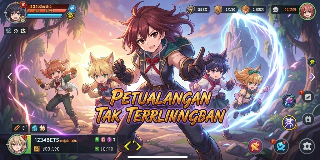 Tampilan gameplay menarik dari 1234BETS di dalam dunia Anime.