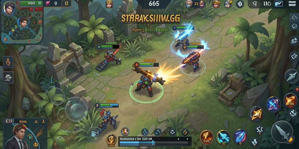 Tangkapan layar gameplay <strong>66K</strong> menunjukkan pertempuran strategi yang seru.