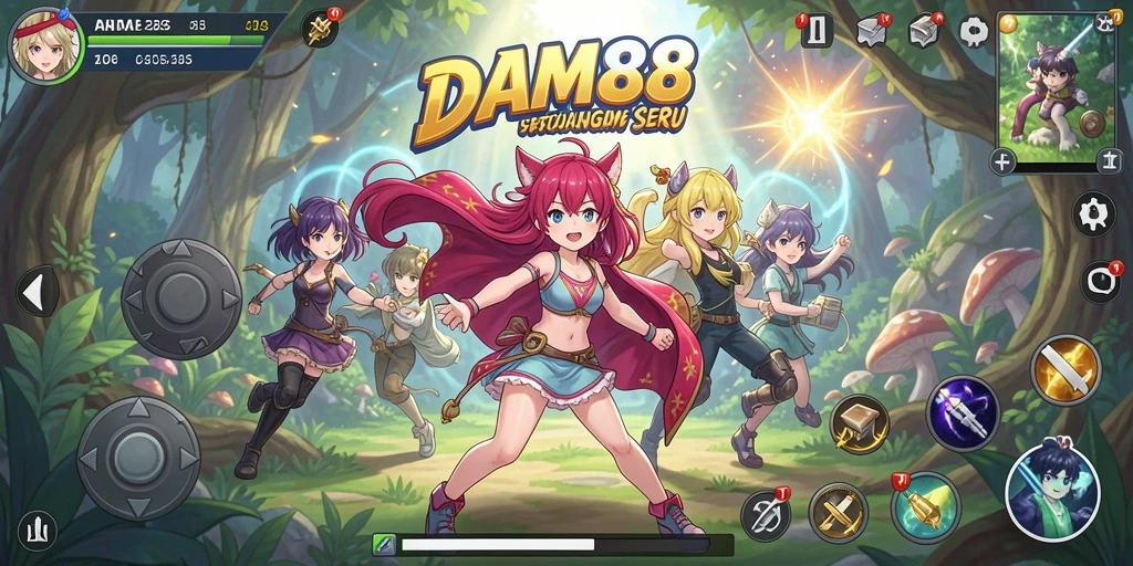Tangkapan layar dari gameplay menarik DAM88 dengan karakter anime.