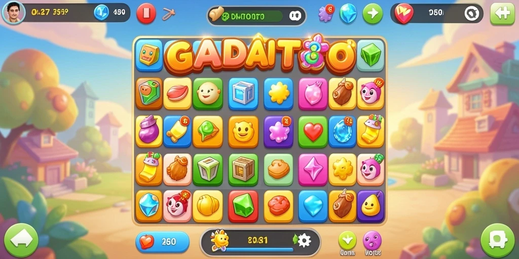 Gambar menampilkan gameplay seru GADAITOTO dengan kombinasi match-3.