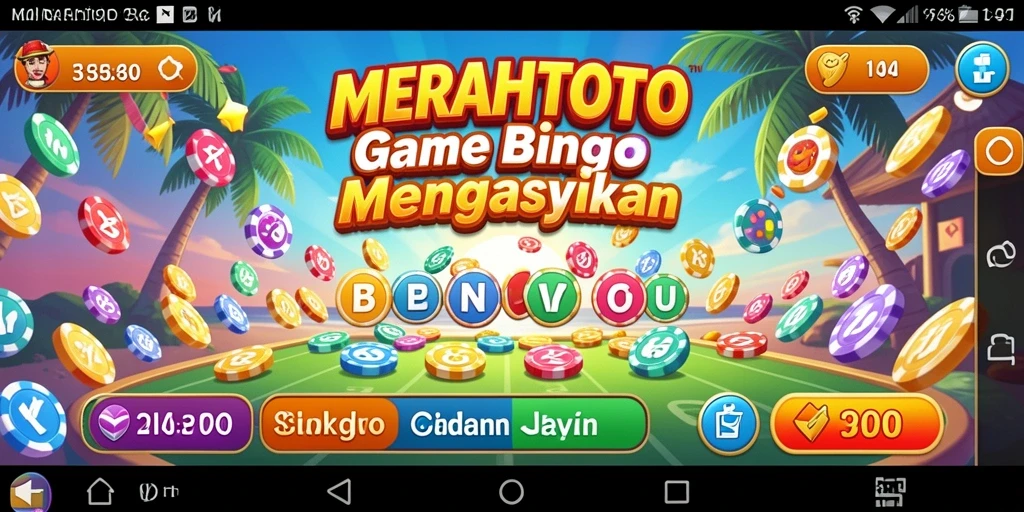 Screenshot gameplay Bingo MERAHTOTO yang mengasyikkan dan penuh warna.