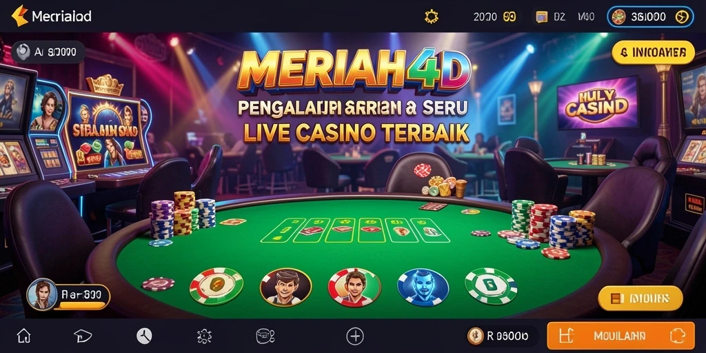 Screenshot permainan Live Casino yang menampilkan dealer dan pemain berinteraksi.