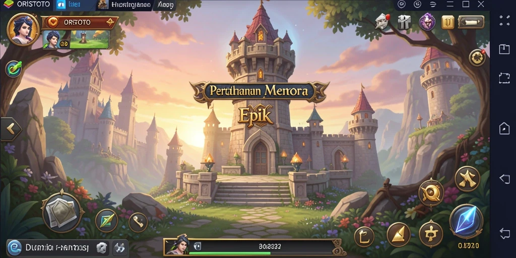 Gameplay ORISTOTO menampilkan pertempuran menara yang mendebarkan.