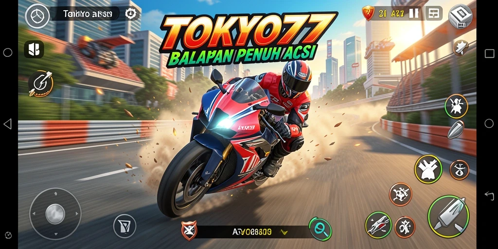 Gameplay seru di jalanan Tokyo dengan balapan motor.